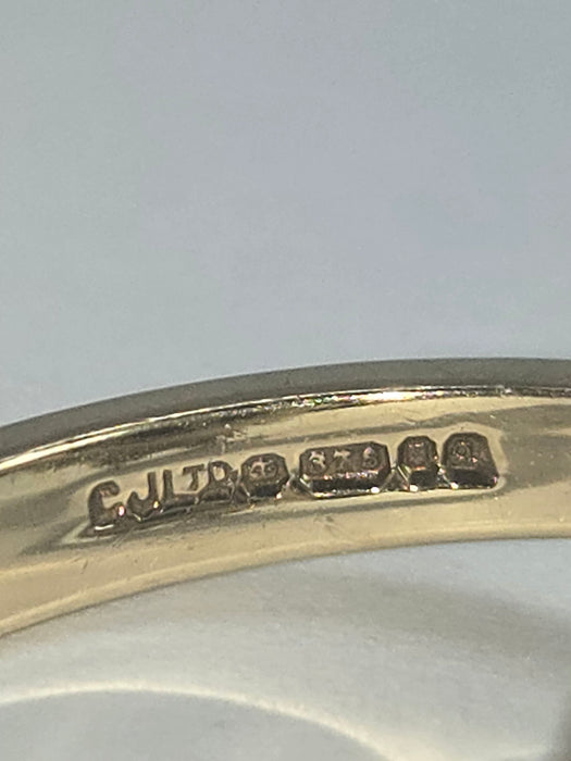 2785- Vintage 9ct Gold 17 Blue Sapphires 10 Diamonds Cocktail Ring