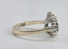 Load image into Gallery viewer, 2785- Vintage 9ct Gold 17 Blue Sapphires 10 Diamonds Cocktail Ring
