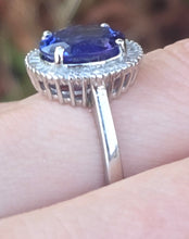 Load image into Gallery viewer, 2624: Vintage: Platinum Large Violet Tanzanite 48 Sparkling Diamonds Cluster Ring
