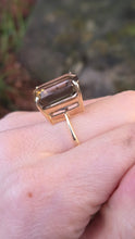 Load image into Gallery viewer, 6308: Vintage: 9ct Gold Large Emerald Cut Smokey Quartz Statement Ring
