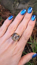 Load image into Gallery viewer, 6308: Vintage: 9ct Gold Large Emerald Cut Smokey Quartz Statement Ring
