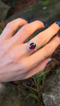 Cargar imagen en el visor de la galería, 2740: Vintage 18ct Gold Pyrope Garnet 14 Diamonds Diana Cluster Ring
