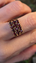 Load image into Gallery viewer, 6301 Vintage: 9ct Gold Rich Red Garnets Geometric Set Ring- From 1979
