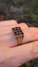 Load image into Gallery viewer, 6301 Vintage: 9ct Gold Rich Red Garnets Geometric Set Ring- From 1979
