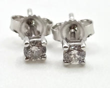 Load image into Gallery viewer, 3600: Vintage 18ct White Gold Round Full Cut Diamond (0.3ct) Stud Earrings
