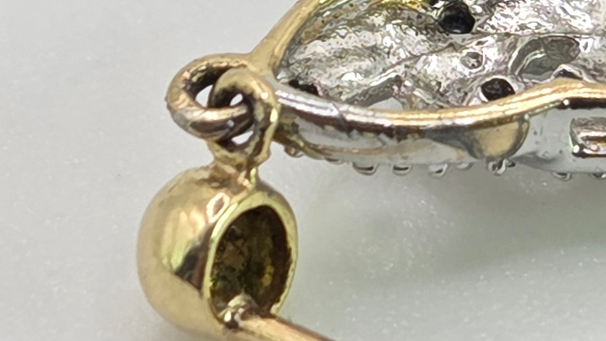 2322: Vintage: 9ct Yellow & White Gold 24 Natural Diamonds Stud/Drop Earrings