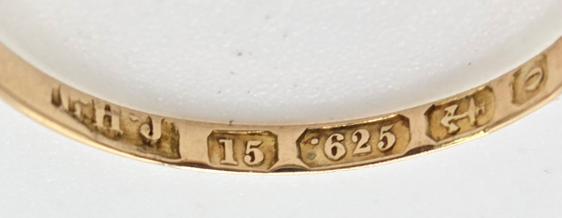 2572- Antique 15ct Gold Geometric Set Turquoises Ring- From 1913