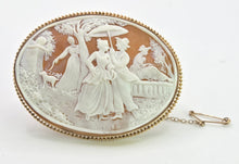 Load image into Gallery viewer, 2579: Vintage 9ct Gold Large Carved Italian Themed Cameo Brooch
