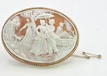 Load image into Gallery viewer, 2579: Vintage 9ct Gold Large Carved Italian Themed Cameo Brooch
