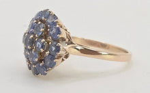 Load image into Gallery viewer, 2596: Vintage 9ct Gold 19 French Blue Sapphires Flowerhead Ring
