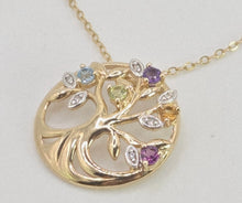 Load image into Gallery viewer, 2680: Vintage: 9ct Gold Necklace &amp; Multi-Gem Tree of Life Pendant
