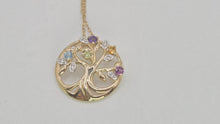 Load image into Gallery viewer, 2680: Vintage: 9ct Gold Necklace &amp; Multi-Gem Tree of Life Pendant
