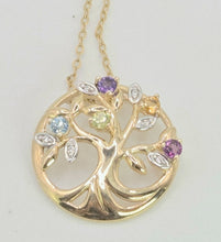 Load image into Gallery viewer, 2680: Vintage: 9ct Gold Necklace &amp; Multi-Gem Tree of Life Pendant
