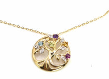 Load image into Gallery viewer, 2680: Vintage: 9ct Gold Necklace &amp; Multi-Gem Tree of Life Pendant
