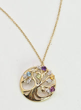 Load image into Gallery viewer, 2680: Vintage: 9ct Gold Necklace &amp; Multi-Gem Tree of Life Pendant
