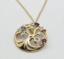 Load image into Gallery viewer, 2680: Vintage: 9ct Gold Necklace &amp; Multi-Gem Tree of Life Pendant
