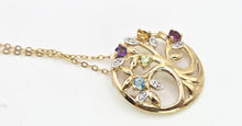Load image into Gallery viewer, 2680: Vintage: 9ct Gold Necklace &amp; Multi-Gem Tree of Life Pendant
