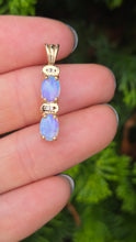 Load image into Gallery viewer, 2219: Vintage: 9ct Gold White Opals Natural Diamonds Pendulum Pendant
