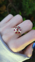 Cargar imagen en el visor de la galería, 2543- Vintage 9ct Gold 7 Rubies Geometric Set Cocktail Ring
