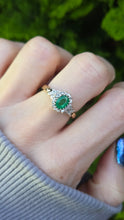 Load image into Gallery viewer, 0617: Vintage: 9ct Gold Art Deco Style Emerald 18 Diamonds Cluster Ring
