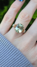 Load image into Gallery viewer, 2482 Vintage 9ct Gold Large Mint Green Topaz Diamonds Cocktail Ring
