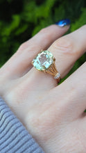 Load image into Gallery viewer, 2482 Vintage 9ct Gold Large Mint Green Topaz Diamonds Cocktail Ring
