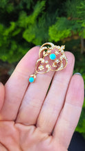 Load image into Gallery viewer, 1461 Antique: 15ct Gold Turquoise Seed Pearls Pendant

