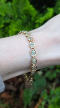 Load image into Gallery viewer, 0623: Vintage 9ct Gold Blue &amp; Green Topaz Link Bracelet
