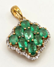Load image into Gallery viewer, 2792: Vintage 9ct Gold Emeralds &amp; 46 Diamonds Pendant
