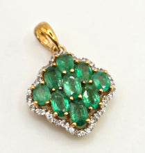 Load image into Gallery viewer, 2792: Vintage 9ct Gold Emeralds &amp; 46 Diamonds Pendant
