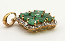 Load image into Gallery viewer, 2792: Vintage 9ct Gold Emeralds &amp; 46 Diamonds Pendant
