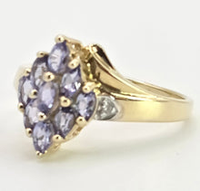 Load image into Gallery viewer, 2794: Vintage; 9ct Gold Blue Tanzanites Diamonds Cocktail Cluster Ring
