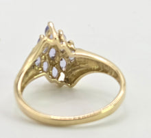 Load image into Gallery viewer, 2794: Vintage; 9ct Gold Blue Tanzanites Diamonds Cocktail Cluster Ring
