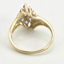 Load image into Gallery viewer, 2794: Vintage; 9ct Gold Blue Tanzanites Diamonds Cocktail Cluster Ring
