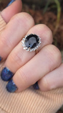 Load image into Gallery viewer, 2423: Vintage: 9ct Gold Australian Blue Sapphire Natural diamonds Cluster Ring
