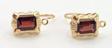 Load image into Gallery viewer, 2092: 18ct Gold Emerald Cut Almandine Garnet Stud Earrings
