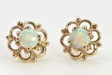Load image into Gallery viewer, 2518- Vintage: 9ct Gold White Opal Openwork Stud Earrings- L:ovely colours
