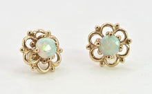Load image into Gallery viewer, 2518- Vintage: 9ct Gold White Opal Openwork Stud Earrings- L:ovely colours
