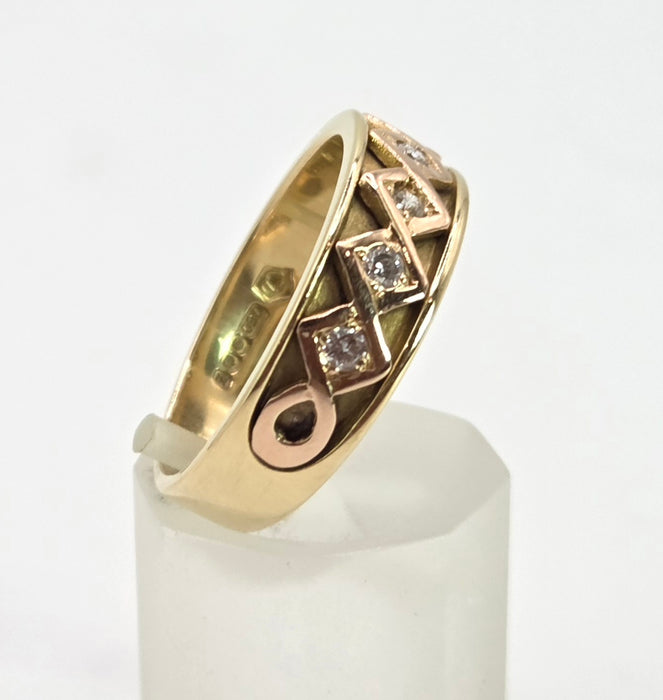 Vintage: 18ct Welsh Gold Clogau Diamond Celtic Band Ring