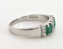 Load image into Gallery viewer, 2703: Vintage 18ct White Gold Emeralds Natural Diamonds Ring- From 1978 Rare
