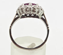 Load image into Gallery viewer, 2711 Vintage Platinum Large Ruby &amp; Diamonds Cocktail Ring- Lush!
