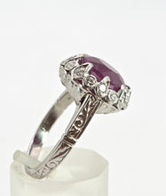 Load image into Gallery viewer, 2711 Vintage Platinum Large Ruby &amp; Diamonds Cocktail Ring- Lush!
