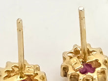 Load image into Gallery viewer, 2739: Vintage 18ct Gold Rubies Natural Diamonds Stud Earrings
