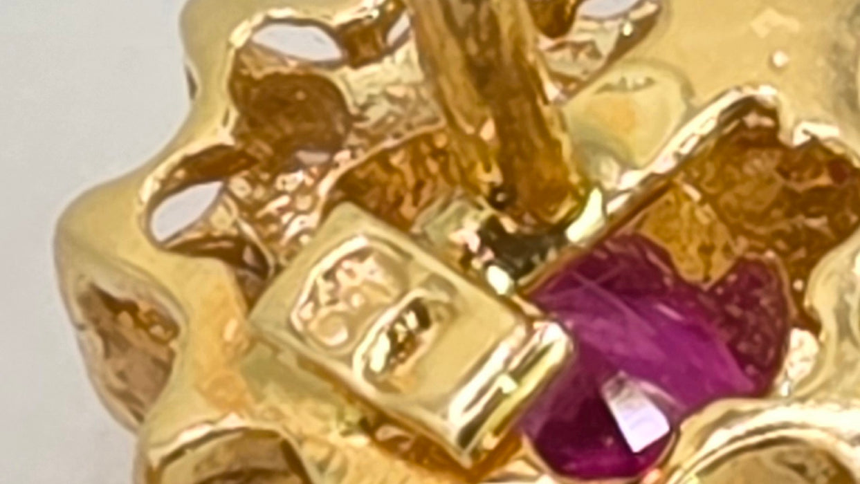 2739: Vintage 18ct Gold Rubies Natural Diamonds Stud Earrings