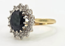 Load image into Gallery viewer, 2741: Vintage: 18ct Gold Australian Blue Sapphire Diamonds Diana Cluster Ring - From 1982
