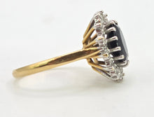 Load image into Gallery viewer, 2741: Vintage: 18ct Gold Australian Blue Sapphire Diamonds Diana Cluster Ring - From 1982
