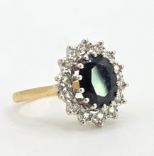 Load image into Gallery viewer, 2741: Vintage: 18ct Gold Australian Blue Sapphire Diamonds Diana Cluster Ring - From 1982
