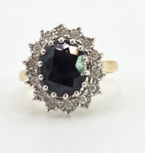 Load image into Gallery viewer, 2741: Vintage: 18ct Gold Australian Blue Sapphire Diamonds Diana Cluster Ring - From 1982
