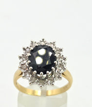 Load image into Gallery viewer, 2741: Vintage: 18ct Gold Australian Blue Sapphire Diamonds Diana Cluster Ring - From 1982
