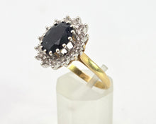 Load image into Gallery viewer, 2741: Vintage: 18ct Gold Australian Blue Sapphire Diamonds Diana Cluster Ring - From 1982
